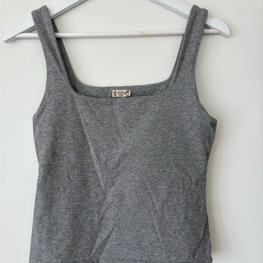 Intimately Free People Last Call Gray Sleeveless Tank with Shelf Bra